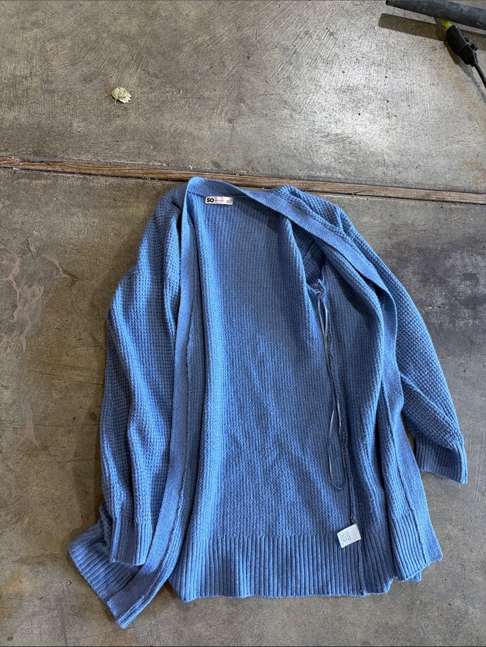 SO Men's Sky Blue Waffle Knit Open Cardigan